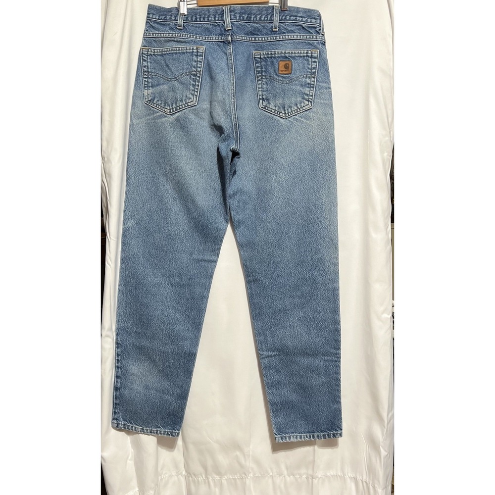 VTG Y2K‎ Carhartt B17 DST Light Washed Blue Denim Work Jeans Size 36x34 - Picture 3 of 10
